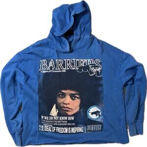 Barriers Angela Davis Hoodie Blue XXL Rare Graphic Pullover